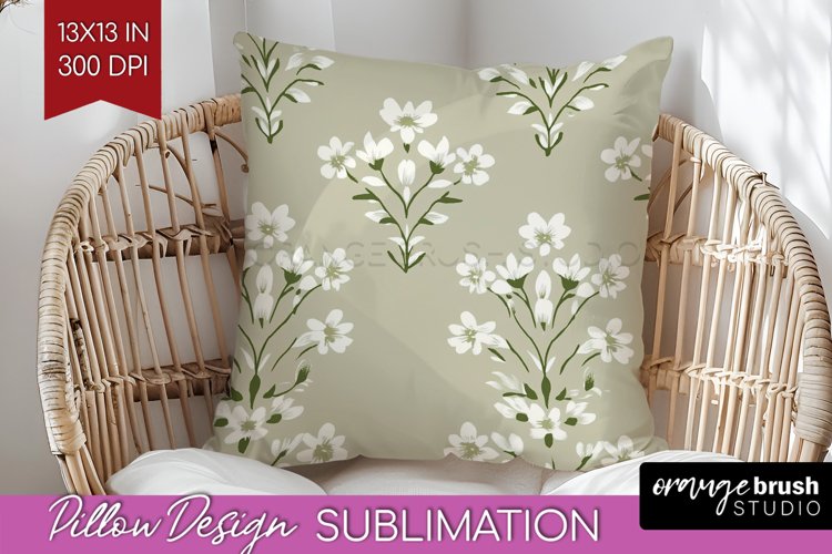 Vintage Flowers Pillow Sublimation - Floral Pillow Cover PNG