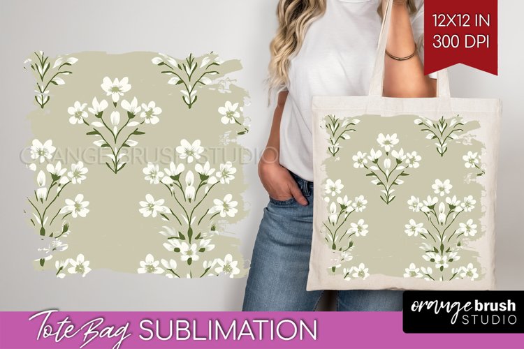Vintage Flowers Tote Bag - Floral Tote Bag PNG Sublimation