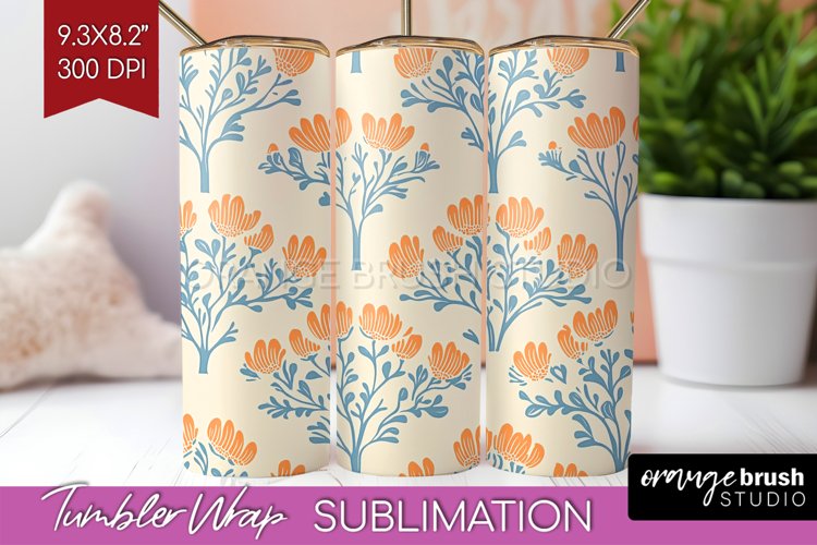 Vintage Flowers Tumbler Wrap - Floral Tumbler PNG