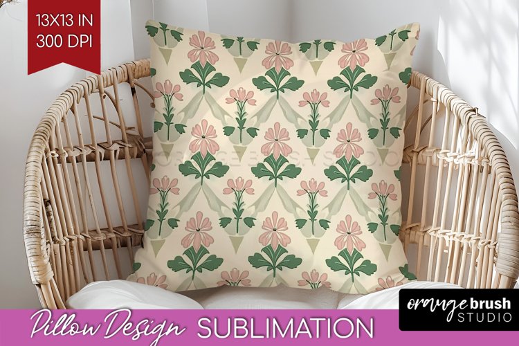 Vintage Flowers Pillow Sublimation - Floral Pillow Cover PNG