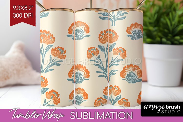 Vintage Flowers Tumbler Wrap - Floral Tumbler PNG