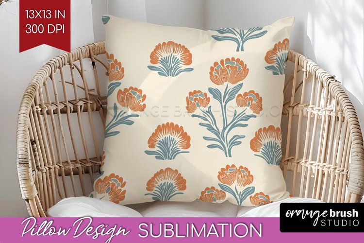 Vintage Flowers Pillow Sublimation - Floral Pillow Cover PNG