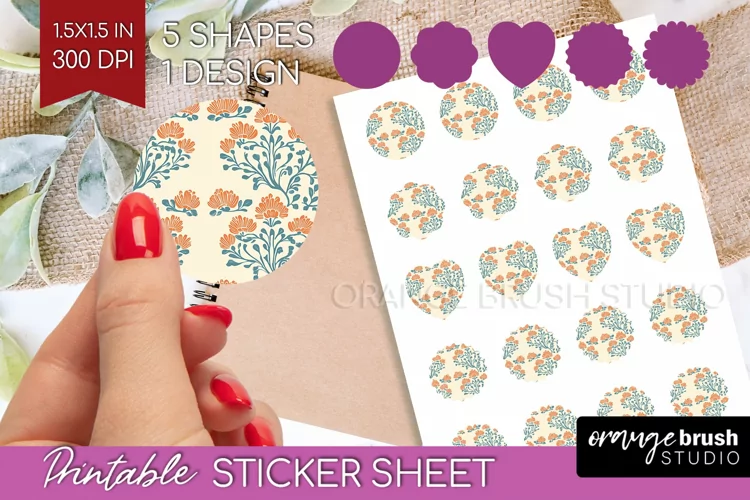 Vintage Flowers Round Sticker - Floral Printable Sticker