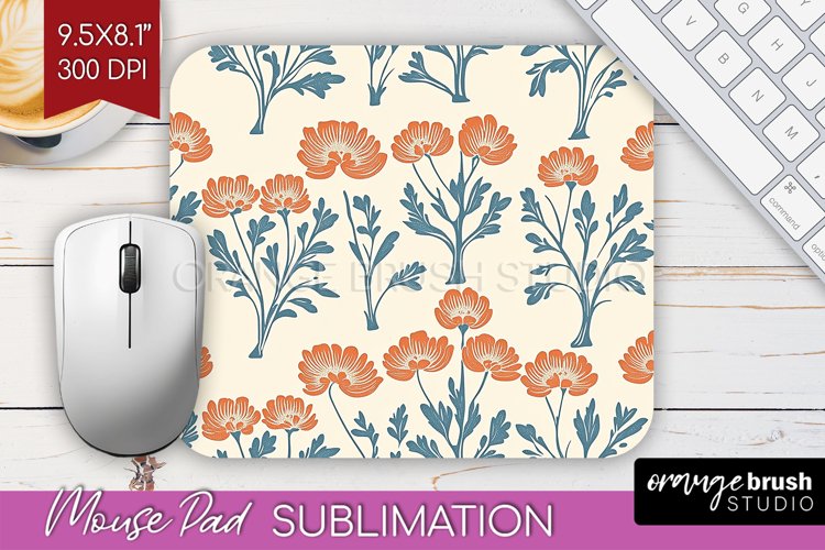 Vintage Flowers Mouse Pad Sublimation - Floral Mousepad PNG
