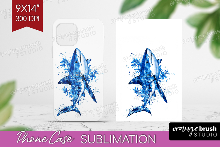 Shark Floral Phone Case PNG Blue Flowers Case PNG