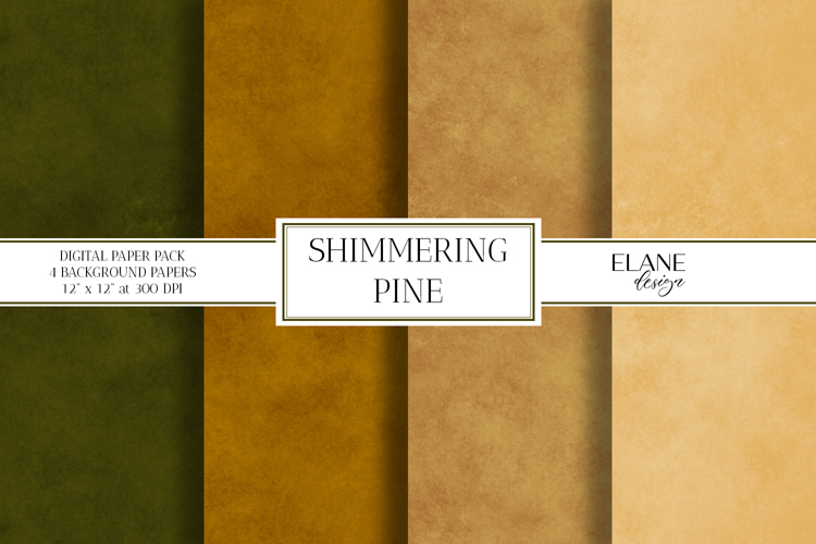 Pine Green and Gold Background Textured Digital Paper
