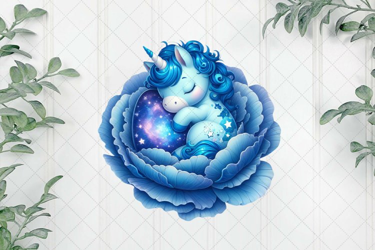 Sleeping Baby Unicorn Clipart example image 1