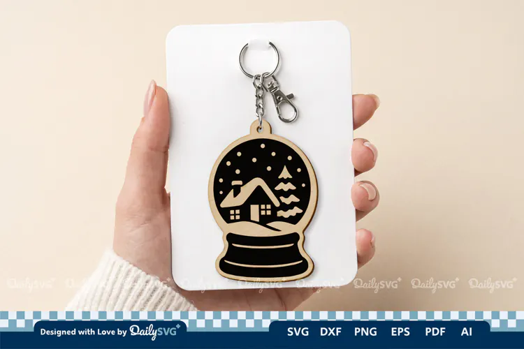 Winter Snow Globe Keychain Laser Cut