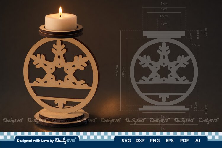 Snowflake Candle Holder SVG example image 1