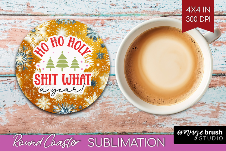 Funny Christmas Quote Round Coaster - Snowflakes Coaster PNG