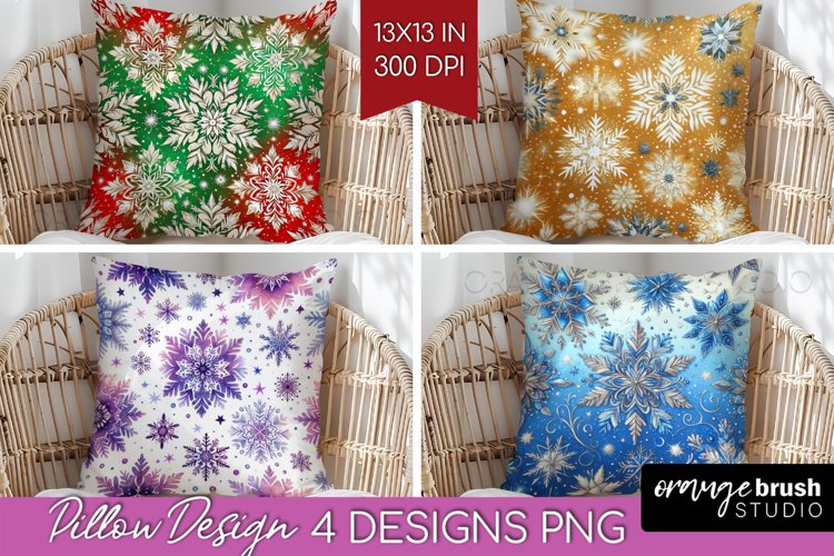 Snowflakes Pillow Sublimation - Christmas Pillow Cover PNG