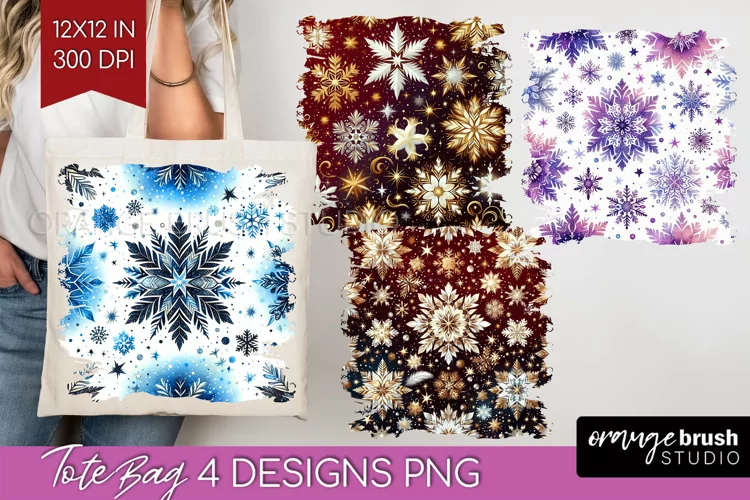 Snowflakes Tote Bag - Christmas Tote Bag PNG Sublimation