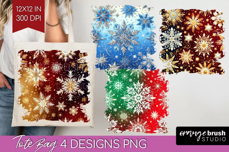 Snowflakes Tote Bag - Christmas Tote Bag PNG Sublimation