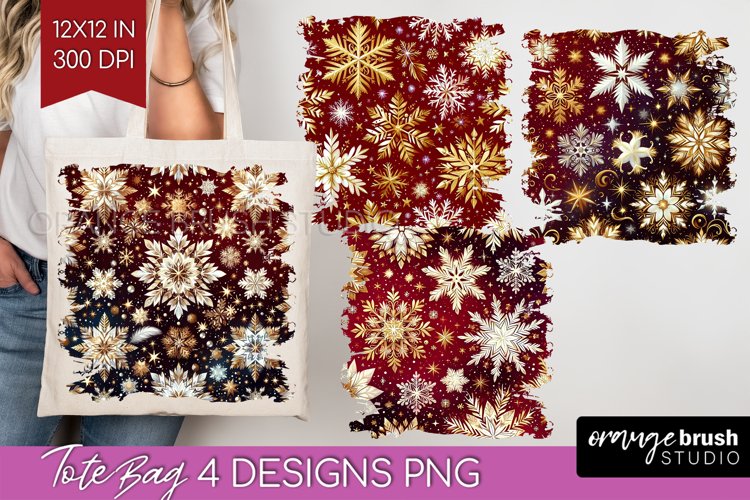 Snowflakes Tote Bag - Christmas Tote Bag PNG Sublimation example image 1