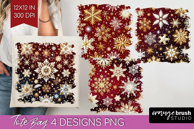 Snowflakes Tote Bag - Christmas Tote Bag PNG Sublimation