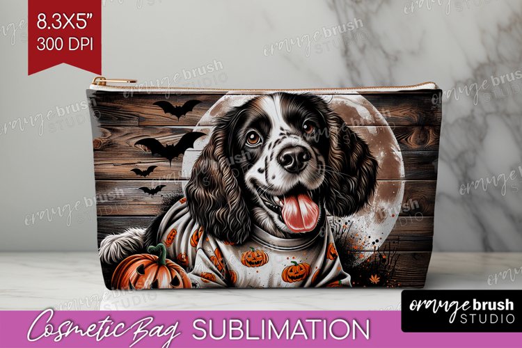 Spaniel Dog Cosmetic Bag Halloween Makeup Bag PNG