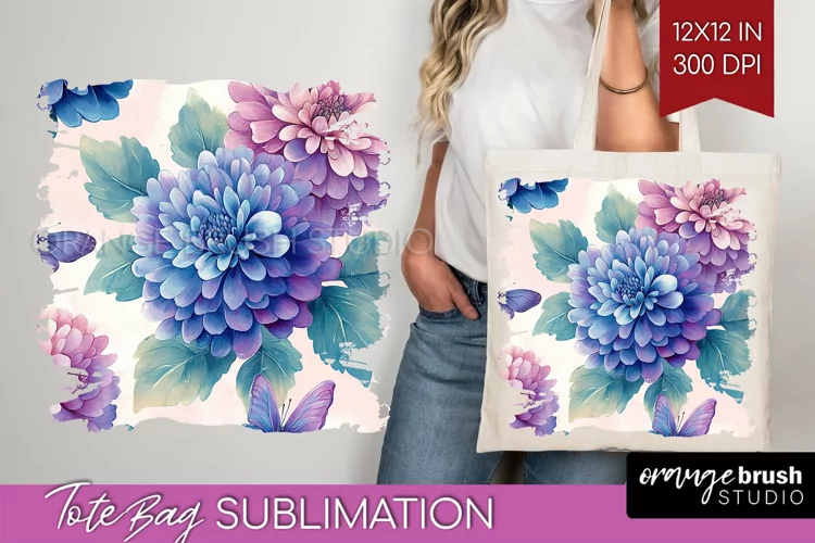 Spring Blossom Tote Bag - Flowers Tote Bag PNG Sublimation