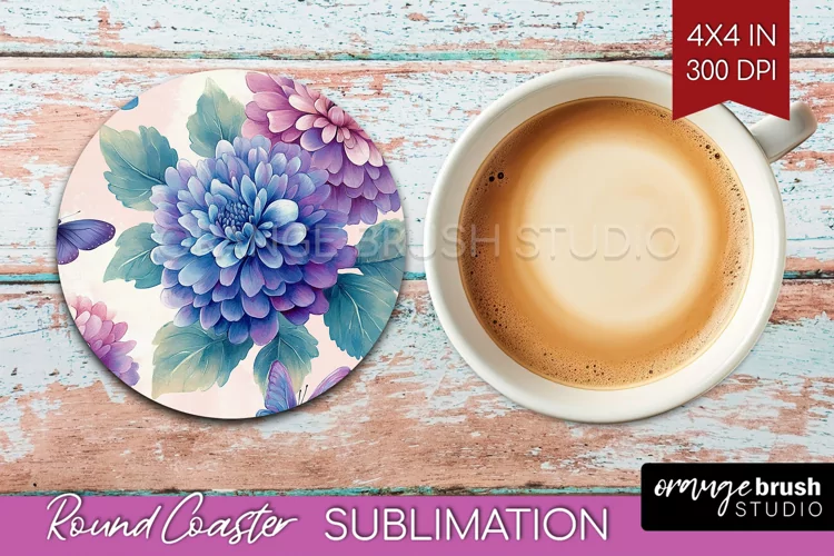 Spring Blossom Round Coaster - Flowers Coaster PNG