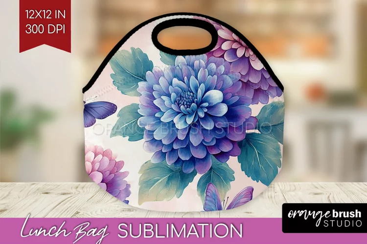 Spring Blossom Lunch Bag - Flowers Lunch Bug PNG Sublimation