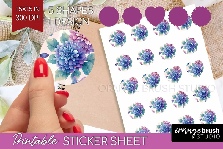 Spring Blossom Round Sticker - Flowers Printable Sticker