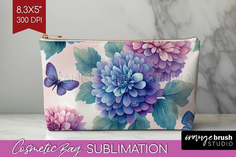 Spring Blossom Cosmetic Bag - Flowers Makeup Bag PNG