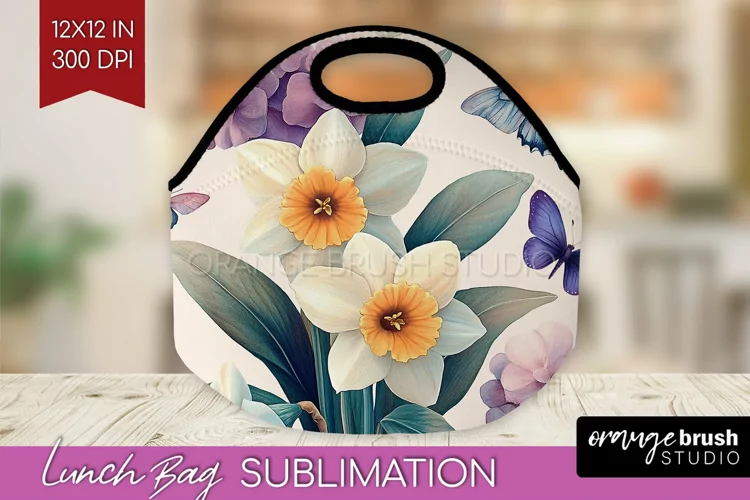 Spring Blossom Lunch Bag - Flowers Lunch Bug PNG Sublimation