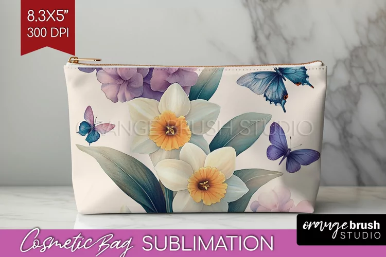 Spring Blossom Cosmetic Bag - Flowers Makeup Bag PNG