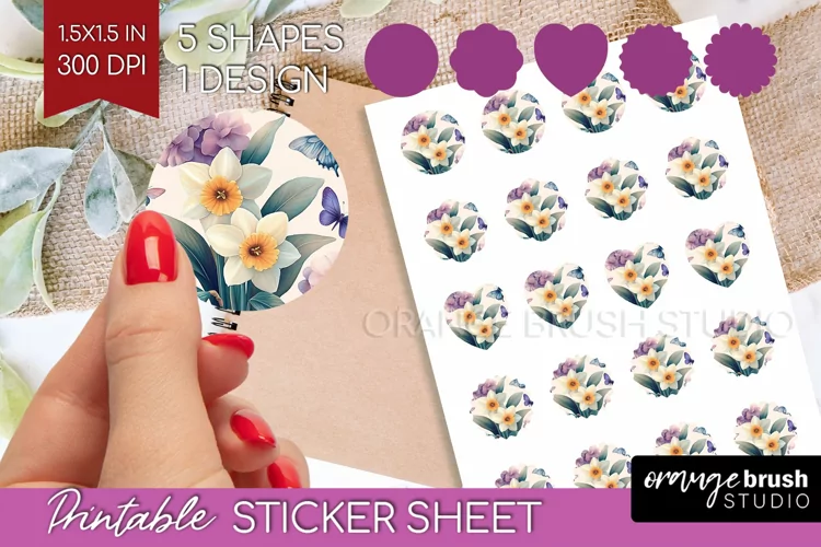 Spring Blossom Round Sticker - Flowers Printable Sticker