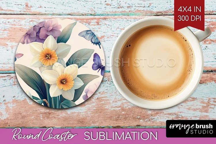 Spring Blossom Round Coaster - Flowers Coaster PNG