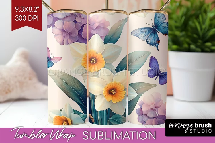 Spring Blossom Tumbler Wrap - Flowers Tumbler PNG
