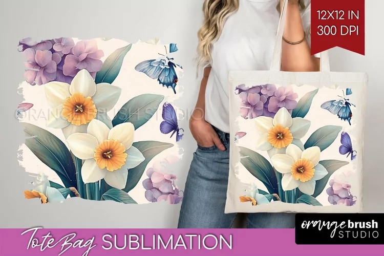 Spring Blossom Tote Bag - Flowers Tote Bag PNG Sublimation