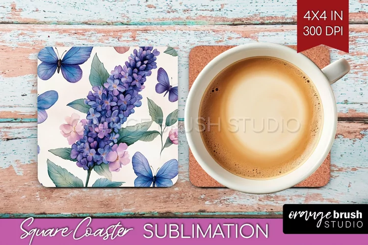 Spring Blossom Square Coaster - Flowers Coaster PNG