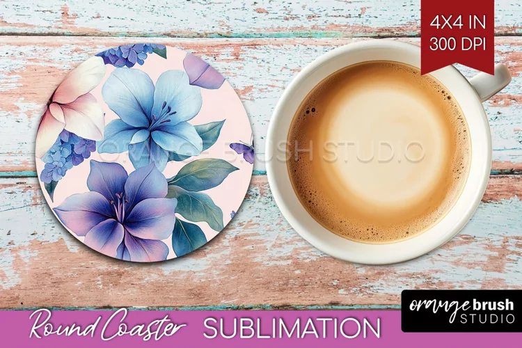 Spring Blossom Round Coaster - Flowers Coaster PNG
