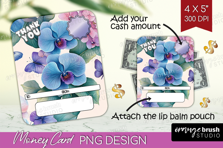 Thank You Money Card PNG - Flowers Money Card Holder