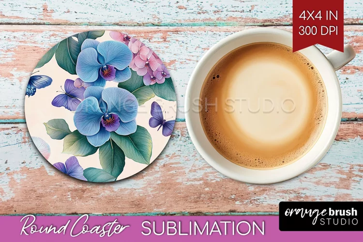 Spring Blossom Round Coaster - Flowers Coaster PNG