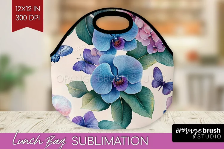 Spring Blossom Lunch Bag - Flowers Lunch Bug PNG Sublimation