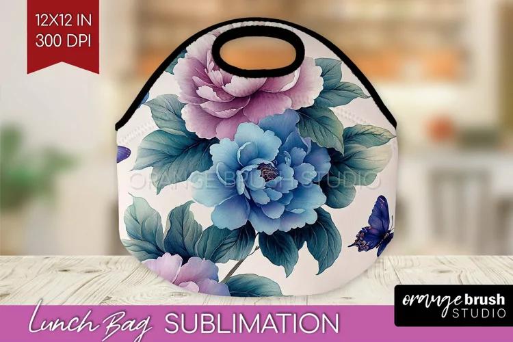 Spring Blossom Lunch Bag - Flowers Lunch Bug PNG Sublimation