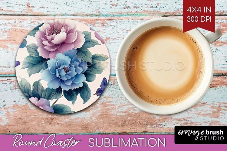 Spring Blossom Round Coaster - Flowers Coaster PNG