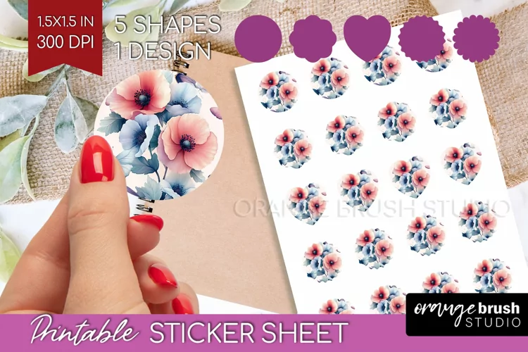 Spring Blossom Round Sticker - Flowers Printable Sticker