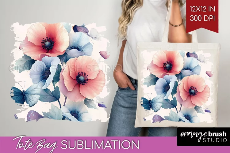 Spring Blossom Tote Bag - Flowers Tote Bag PNG Sublimation
