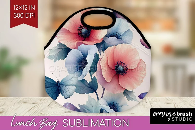 Spring Blossom Lunch Bag - Flowers Lunch Bug PNG Sublimation