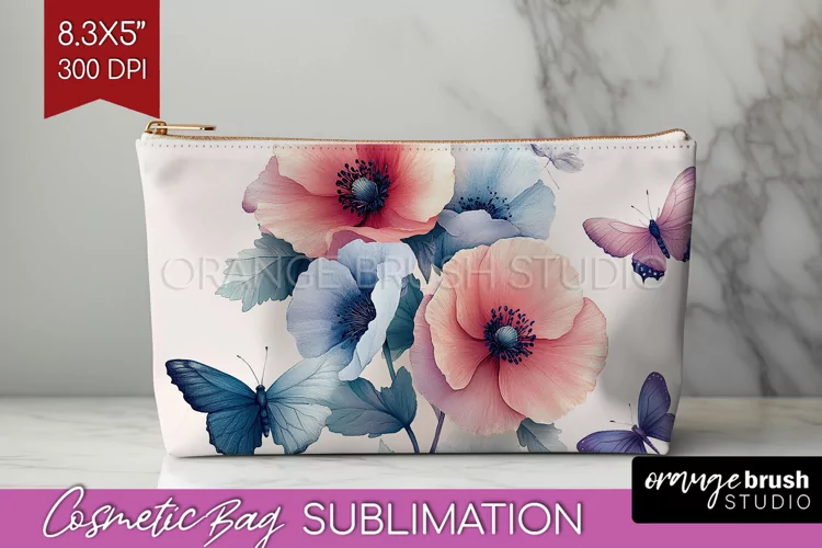 Spring Blossom Cosmetic Bag - Flowers Makeup Bag PNG
