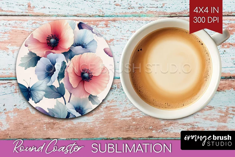 Spring Blossom Round Coaster - Flowers Coaster PNG