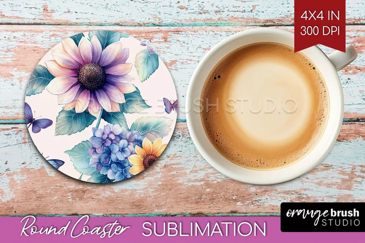 Spring Blossom Round Coaster - Flowers Coaster PNG