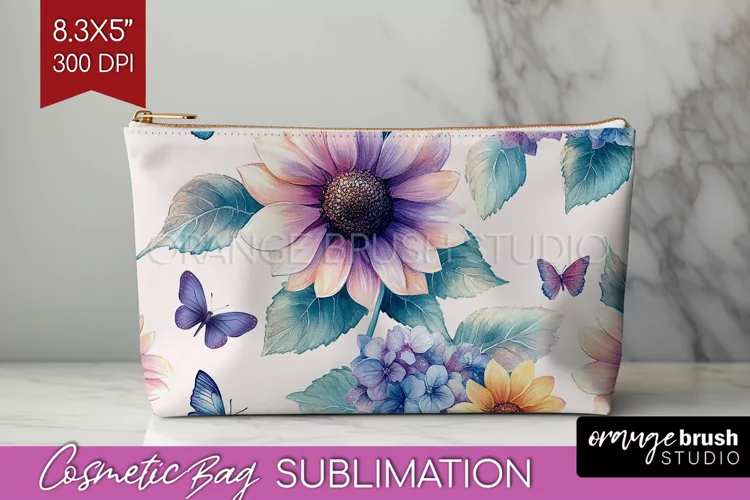 Spring Blossom Cosmetic Bag - Flowers Makeup Bag PNG
