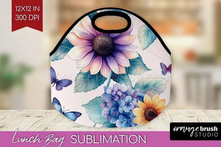 Spring Blossom Lunch Bag - Flowers Lunch Bug PNG Sublimation