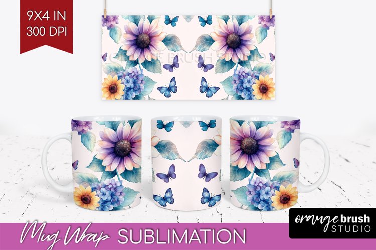 Spring Blossom Mug Wrap - Flowers Mug PNG Sublimation