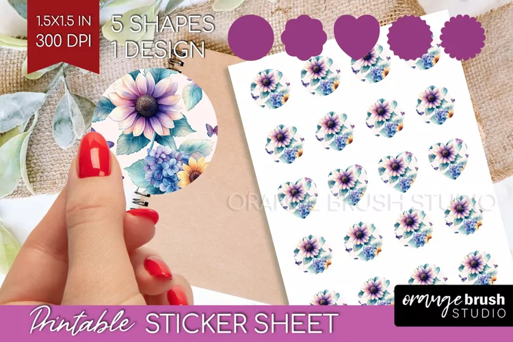Spring Blossom Round Sticker - Flowers Printable Sticker