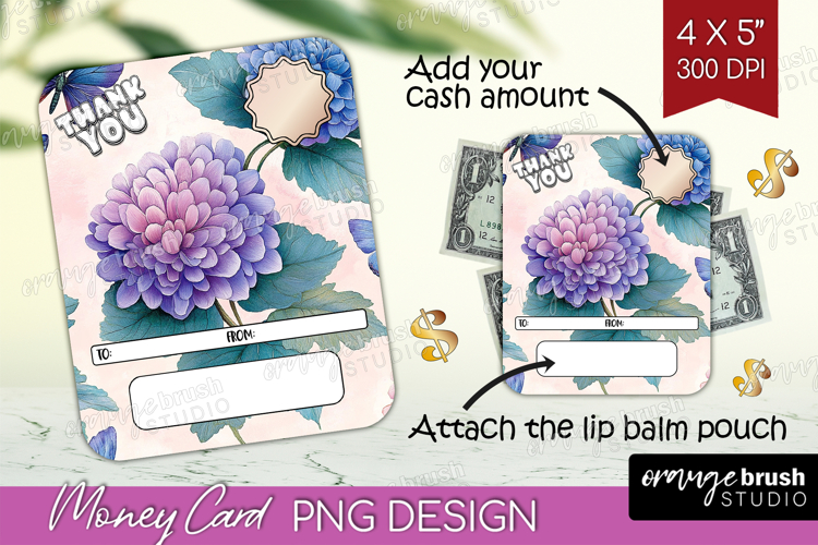 Thank You Money Card PNG - Flowers Money Card Holder