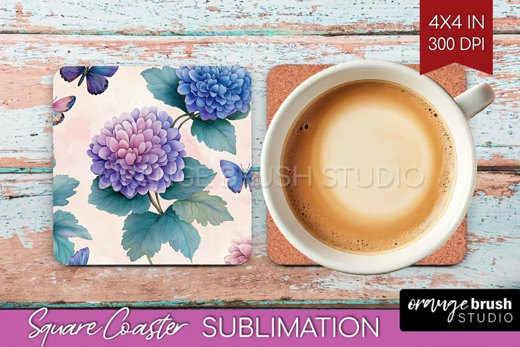 Spring Blossom Square Coaster - Flowers Coaster PNG